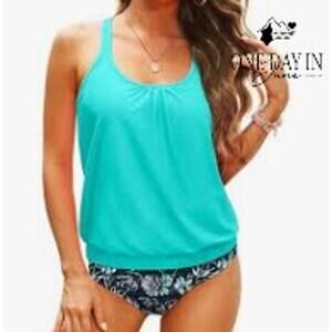 Yonique Blouson Tankini Swimsuit Size M